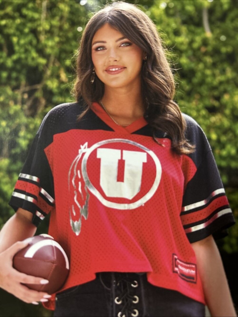 NEW Utah Utes Colosseum Athletics Red Mesh Football Jersey Shirt Women's M